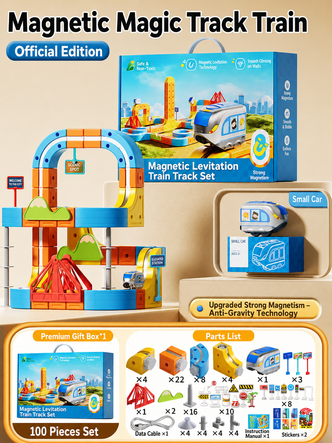 Magnetic High-Speed Train Track DIY Cube Set