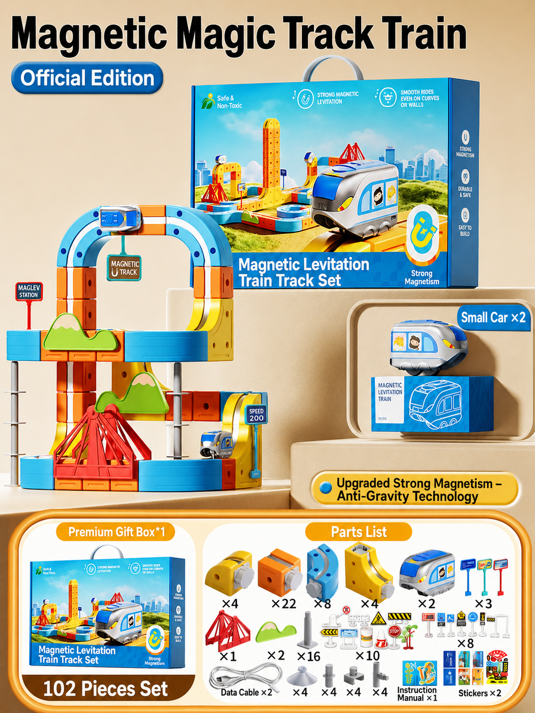 Magnetic High-Speed Train Track DIY Cube Set