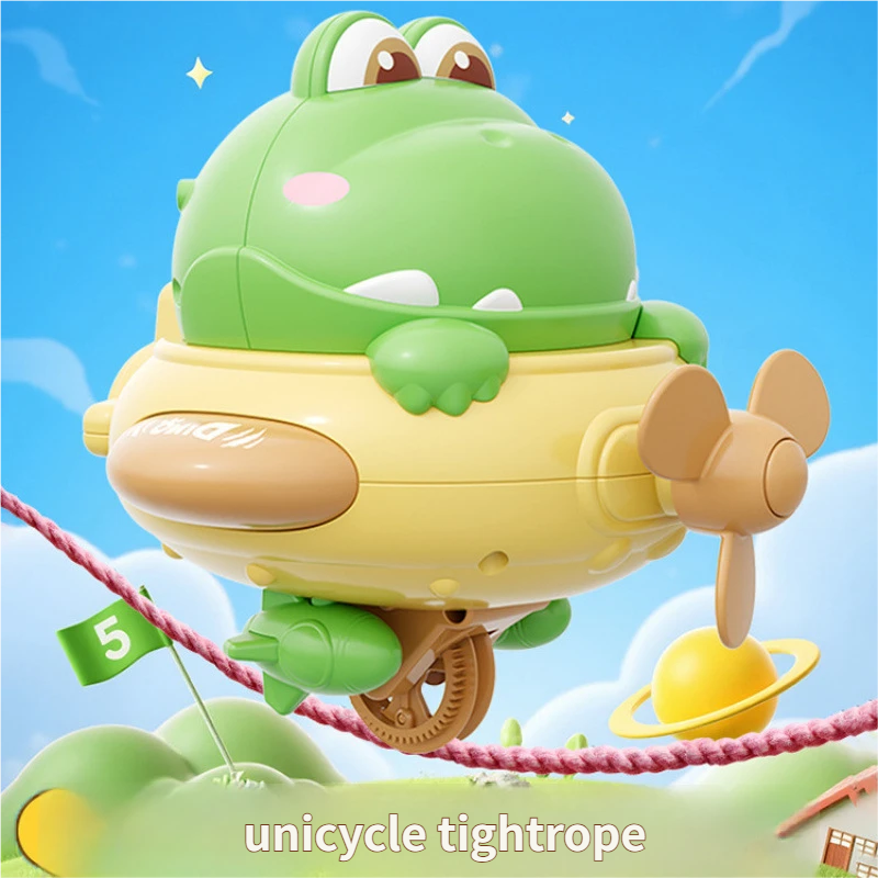 Balancing Dinosaur Tightrope Walker Unicycle Toy with LED Light