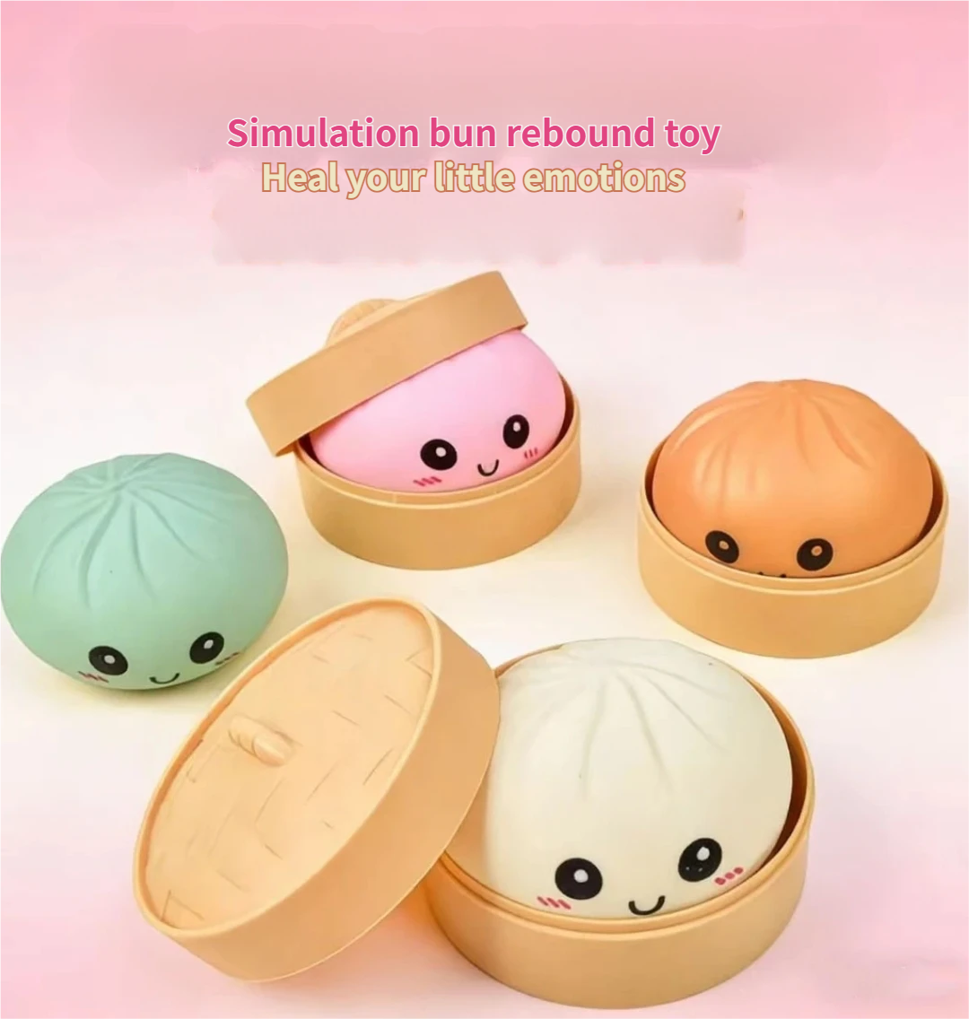 Simulation bun squishy toy,cute Q-style expression stress relief toy