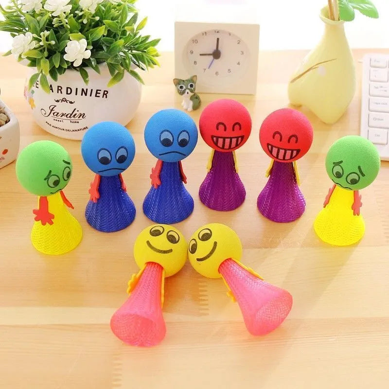 7PCS Jumping Dolls, Funny Emoji Spring Launcher Toys, Stress Relief Fidget Toys