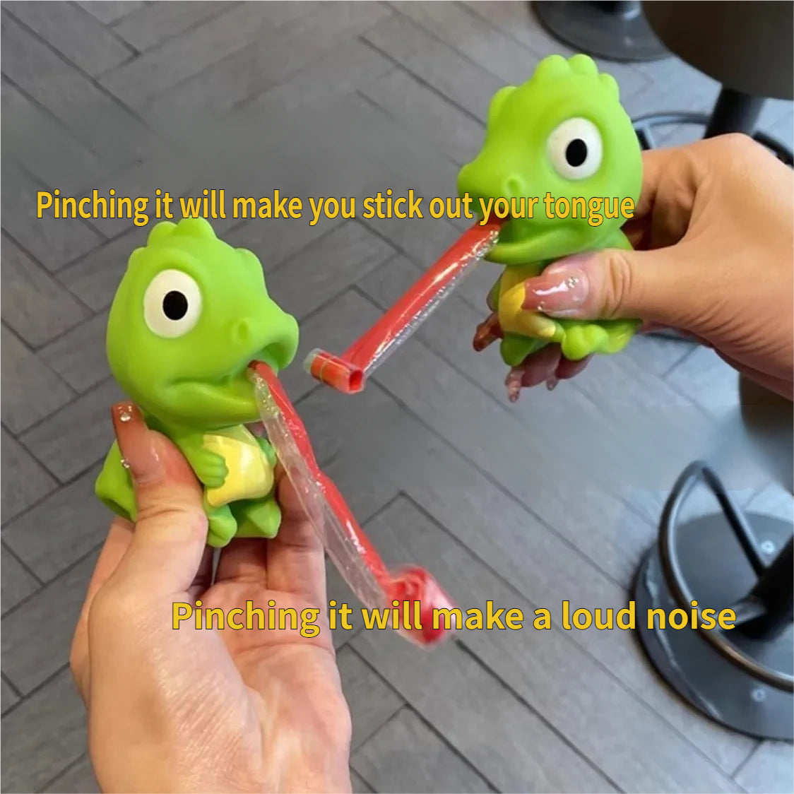 Tongue-sticking, sound-making, funny frog and dinosaur bouncy stress relief toy