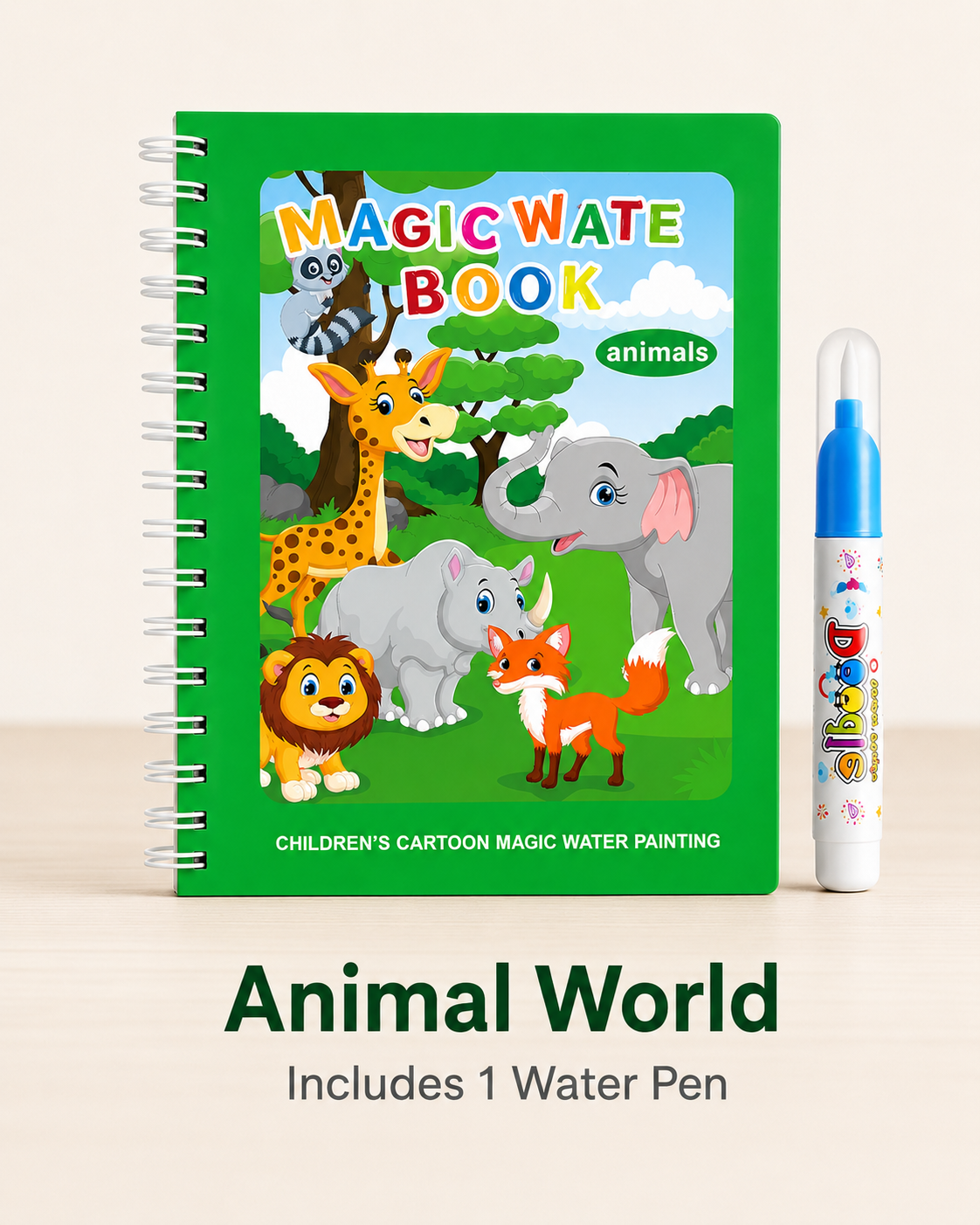 Magic Water Coloring Book-Reusable No-Mess Drawing Activity Set