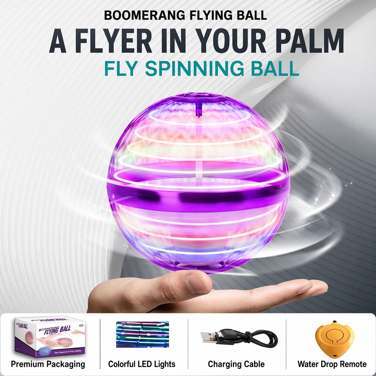 Boomerang Flying Ball – Colorful LED Magic Hover Ball Toy