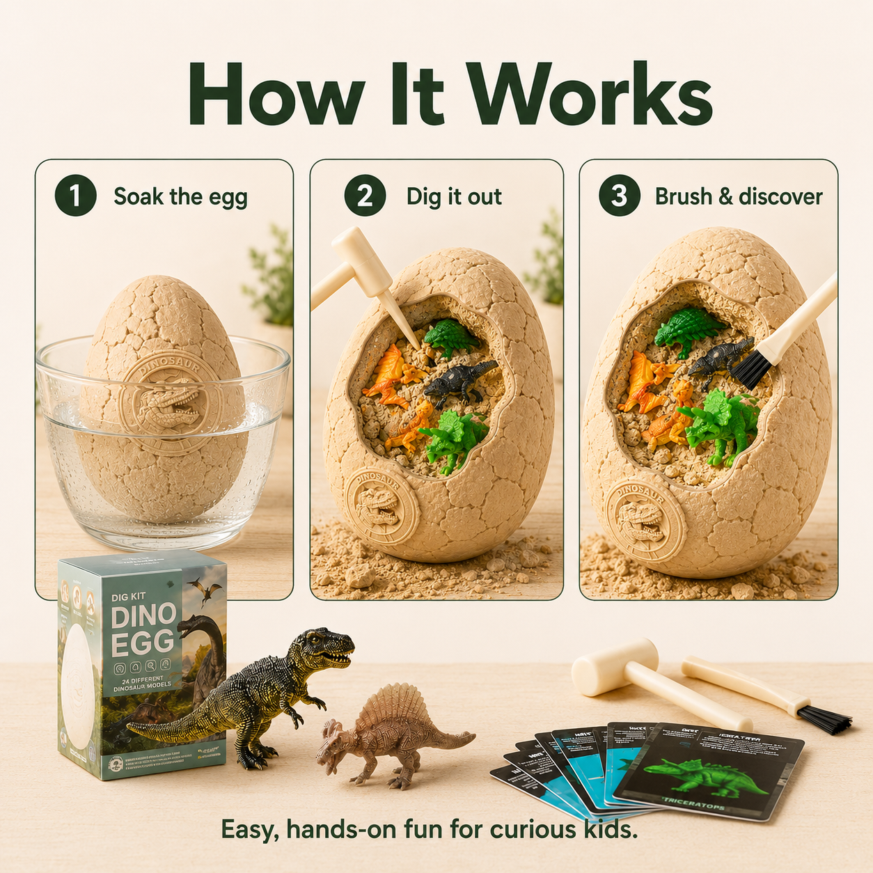 Dino Egg Dig Kit – STEM Discovery & Hands-On Fun🎁