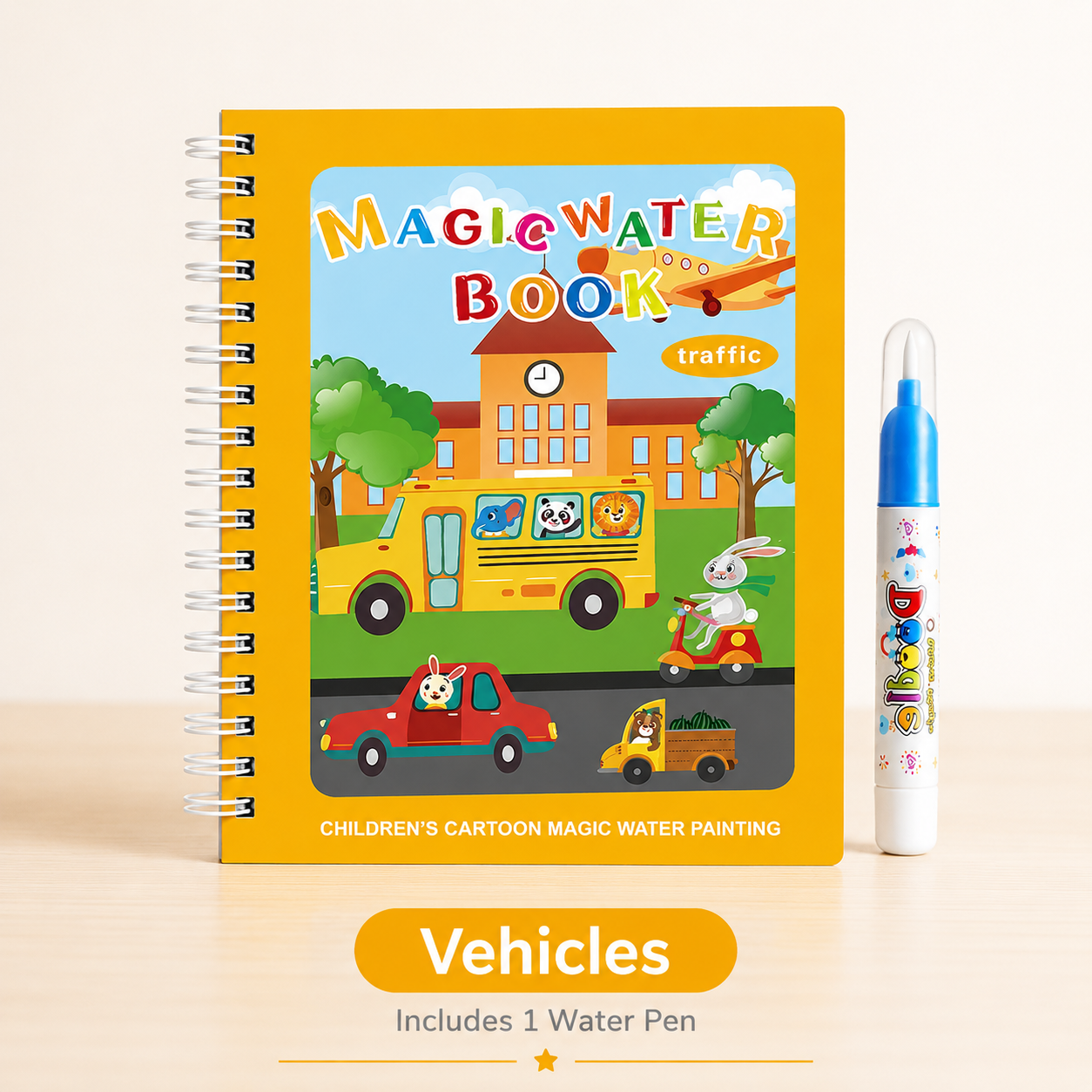 Magic Water Coloring Book-Reusable No-Mess Drawing Activity Set