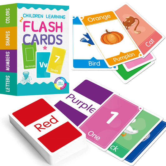 4-in-1 Kids Learning Flash Cards – Letters, Numbers, Colors & Shapes 🌈