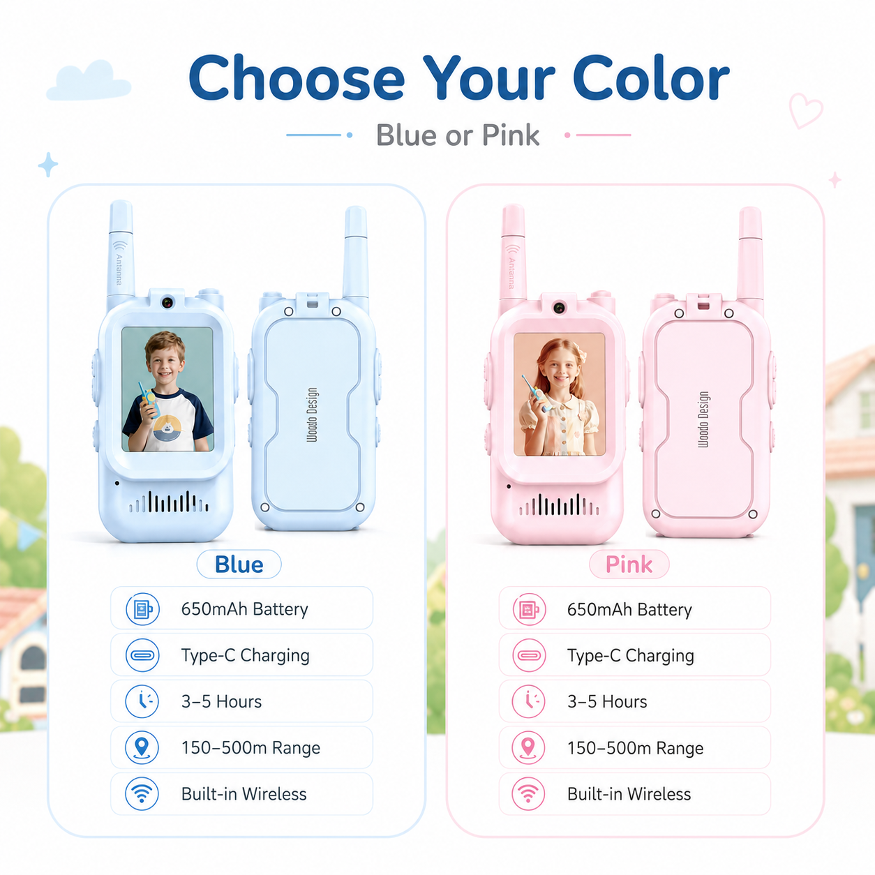 Kids Video Walkie Talkies – Rechargeable 2-Way Video Chat Toy