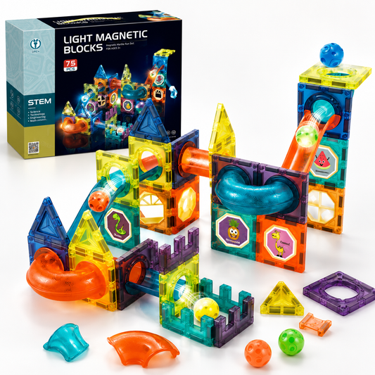 Light-Up Magnetic Marble Run Toy💡