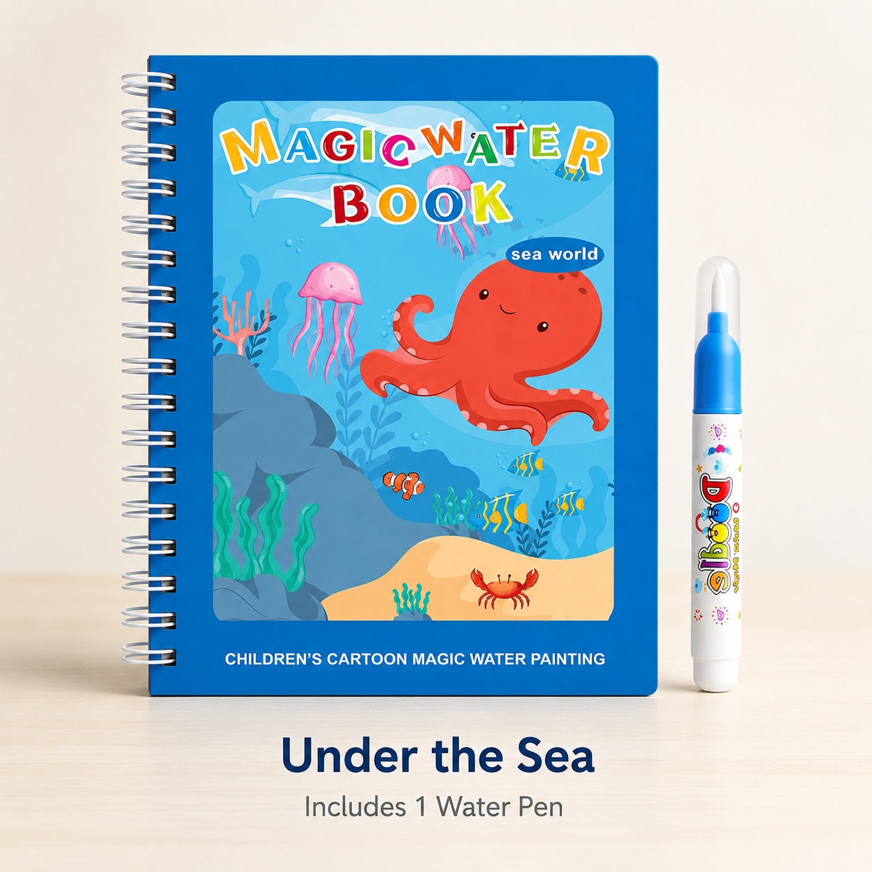 Magic Water Coloring Book-Reusable No-Mess Drawing Activity Set