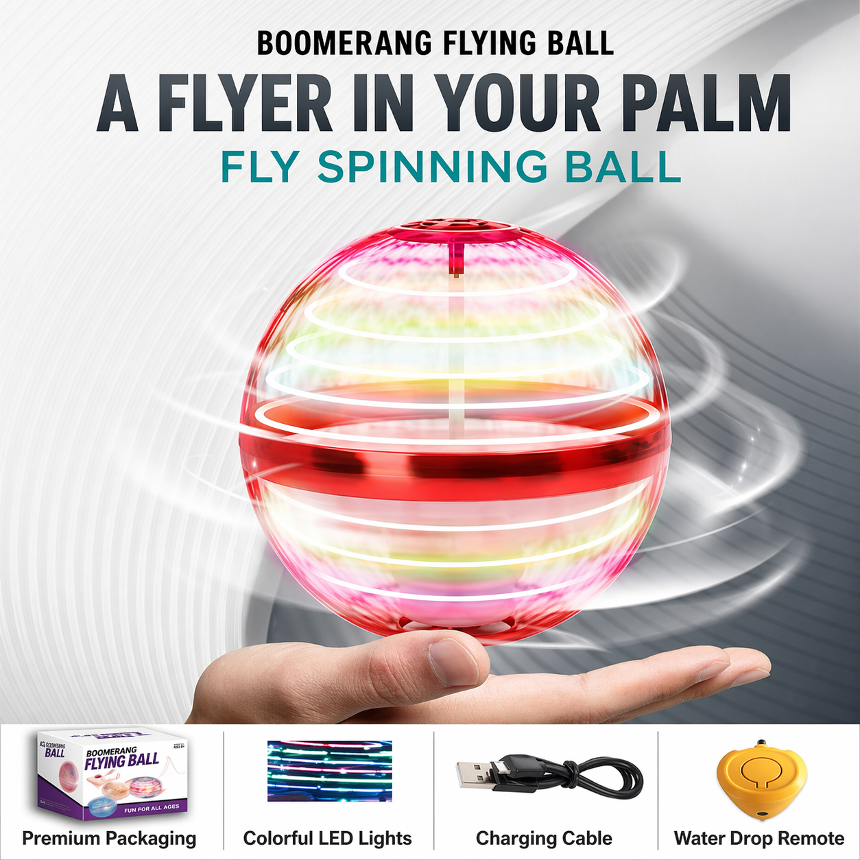 Boomerang Flying Ball – Colorful LED Magic Hover Ball Toy