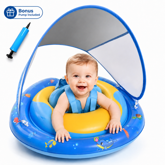 Inflatable Baby Swim Ring with Detachable Sun Canopy